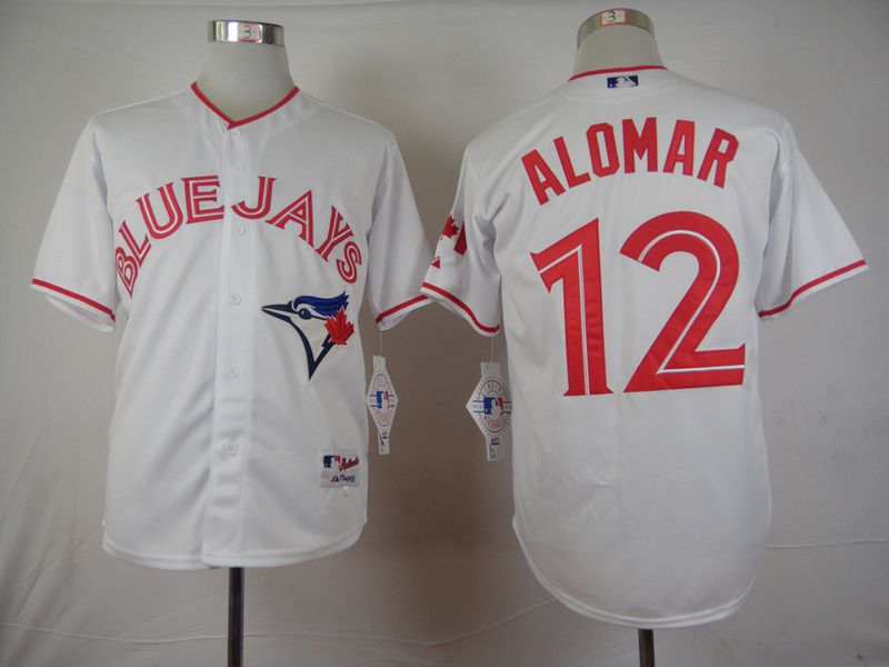 Men Toronto Blue Jays #12 Alomar White red MLB Jerseys->toronto blue jays->MLB Jersey